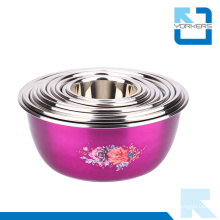 SGS Multi-Size Polychrome Stainless Steel Salad Bowl Mixing Bowl Set